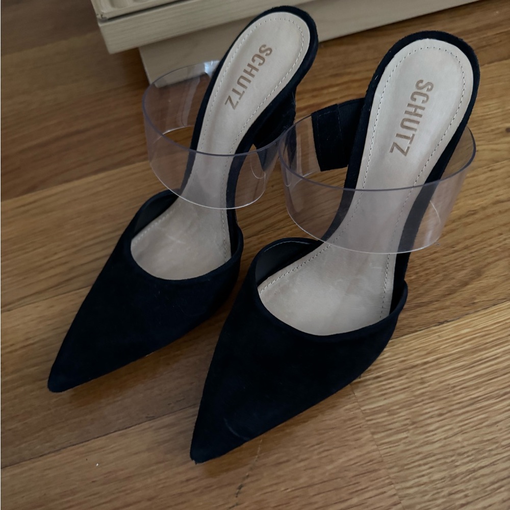 SCHUTZ Black Heels with Transparent Strap